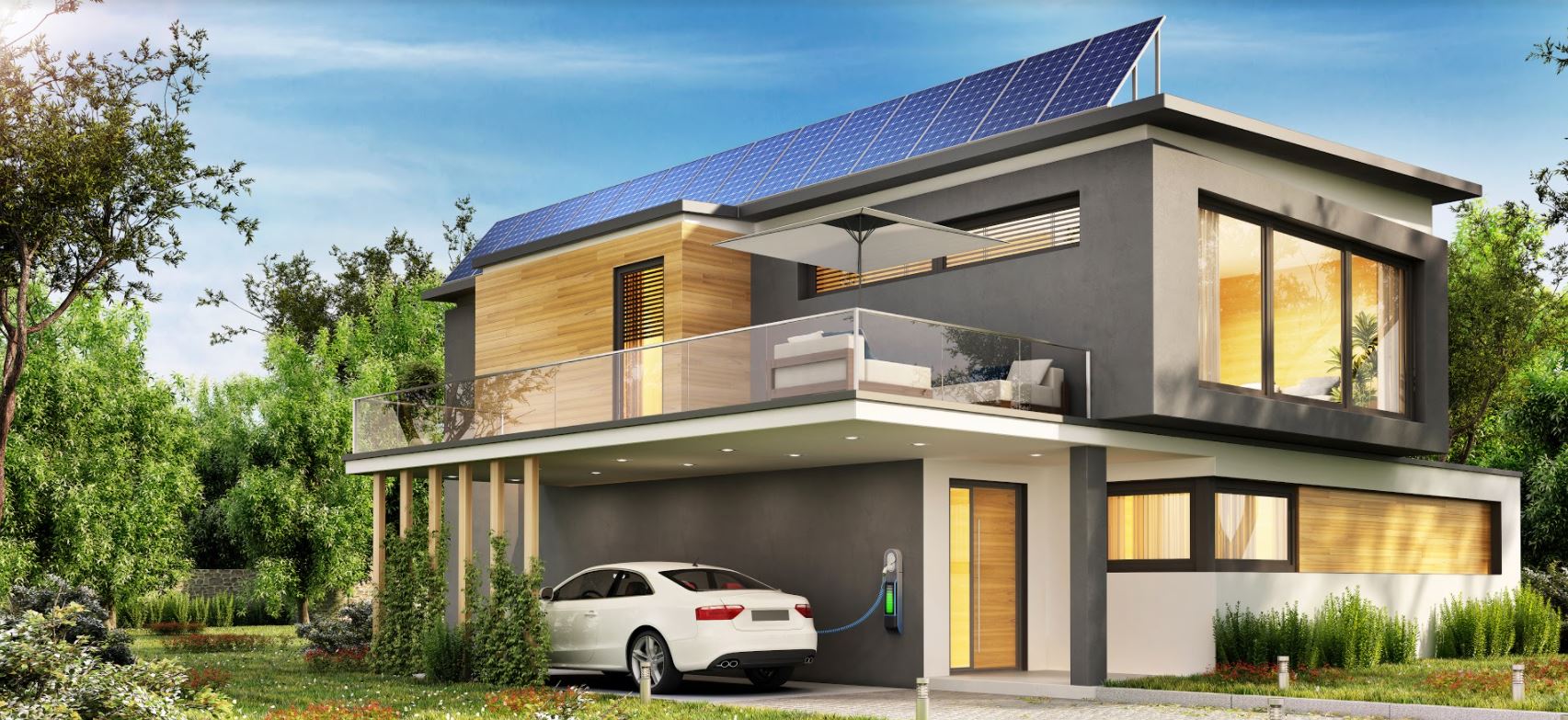 家用太阳能电池板充电的电动汽车